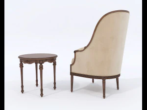 European Style Coffee Table and Armchairs 3 3D Model