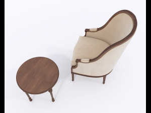 European Style Coffee Table and Armchairs 3 3D Модель