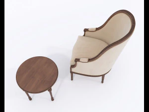 European Style Coffee Table and Armchairs 3 3D Model