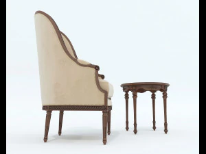 European Style Coffee Table and Armchairs 3 3D Model
