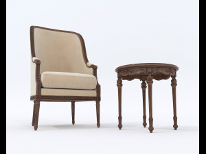 European Style Coffee Table and Armchairs 3 3D Модель