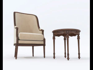 European Style Coffee Table and Armchairs 3 3D Model
