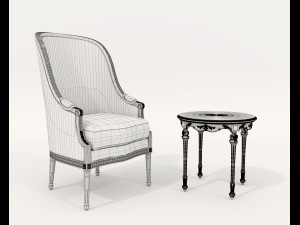 European Style Coffee Table and Armchairs 3 3D Модель
