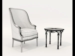 European Style Coffee Table and Armchairs 3 3D Model