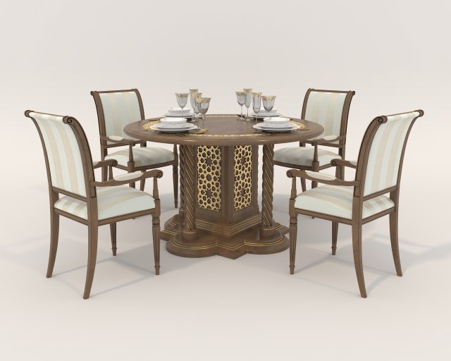 Restaurant Dining Table and Chairs 3 Modèle 3D .c4d .max .obj .3ds .fbx .stl .blend 