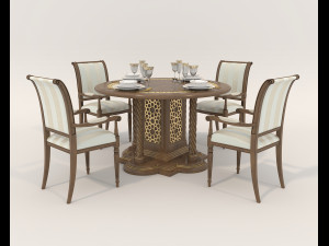 Restaurant Dining Table and Chairs 3 3D 模型