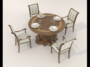Restaurant Dining Table and Chairs 3 Modèle 3D