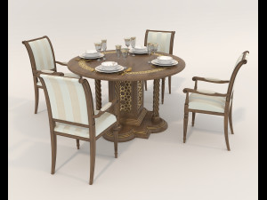 Restaurant Dining Table and Chairs 3 Modèle 3D