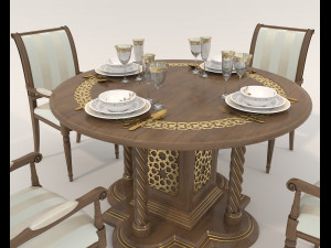 Restaurant Dining Table and Chairs 3 Modèle 3D