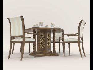 Restaurant Dining Table and Chairs 3 Modèle 3D