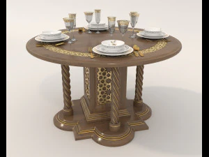 Restaurant Dining Table and Chairs 3 3D Model
