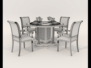 Restaurant Dining Table and Chairs 3 Modèle 3D
