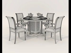 Restaurant Dining Table and Chairs 3 3D Model