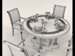Restaurant Dining Table and Chairs 3 Modèle 3D