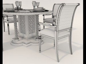 Restaurant Dining Table and Chairs 3 Modèle 3D