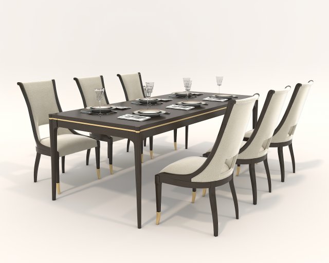 Restaurant Dining Table and Chairs 4 3D 모델 .c4d .max .obj .3ds .fbx .stl .blend 