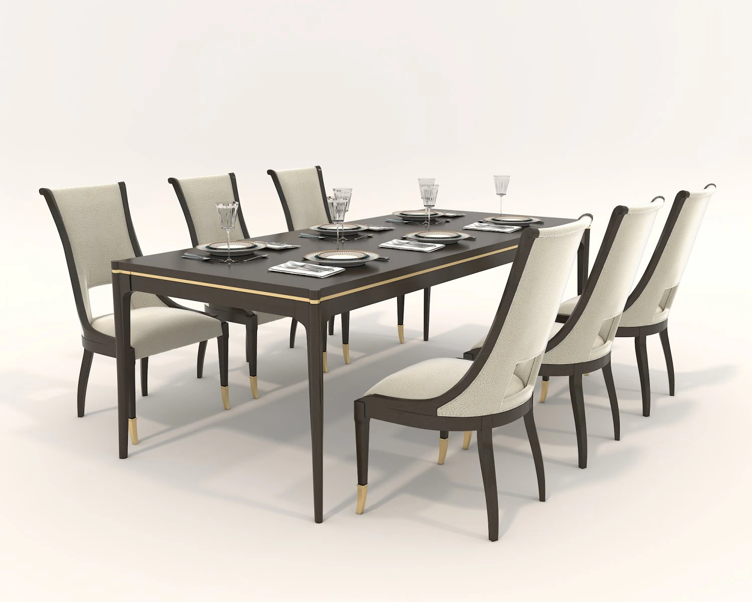Restaurant Dining Table and Chairs 4 3D Model .c4d .max .obj .3ds .fbx .stl .blend