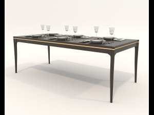Restaurant Dining Table and Chairs 4 3D 모델