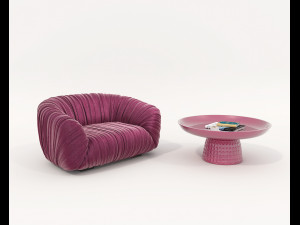 Contemporary Style Coffee Table and Armchair 25 3D Модель