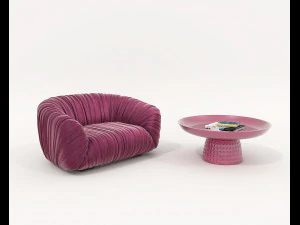 Stolik kawowy i fotel w stylu wsp&oacute;łczesnym 25 Model 3D