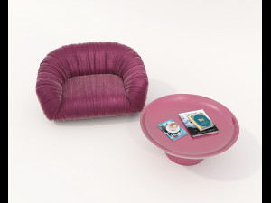 Contemporary Style Coffee Table and Armchair 25 3D मॉडल