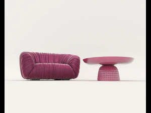 Contemporary Style Coffee Table and Armchair 25 3D Model