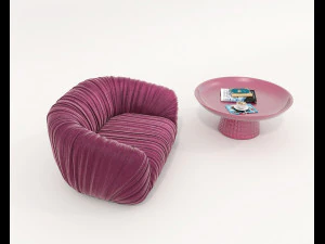 Contemporary Style Coffee Table and Armchair 25 3D Model
