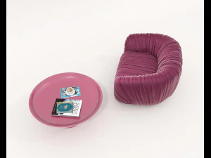 Contemporary Style Coffee Table and Armchair 25 3D Model