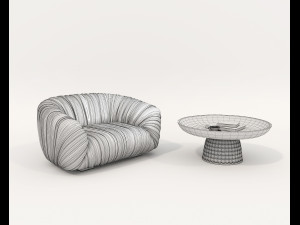 Contemporary Style Coffee Table and Armchair 25 3D मॉडल