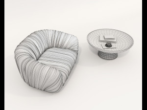 Contemporary Style Coffee Table and Armchair 25 3D मॉडल
