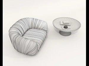Contemporary Style Coffee Table and Armchair 25 3D Model