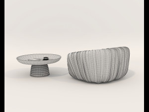 Contemporary Style Coffee Table and Armchair 25 3D मॉडल