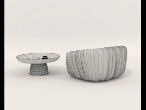 Contemporary Style Coffee Table and Armchair 25 3D Model