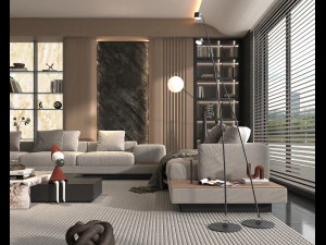 Modern Living Room Scene 8 3D Model