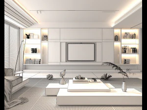 Modern Living Room Scene 8 3D Model