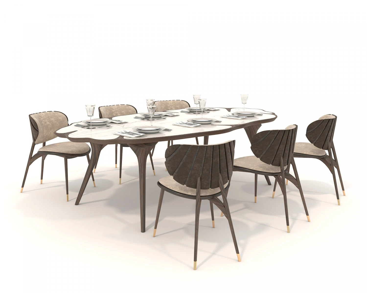 Restaurant Dining Table and Chairs 5 3D Model .c4d .max .obj .3ds .fbx .stl .blend 