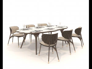 Stół i krzesła do jadalni restauracyjnej 5 Model 3D