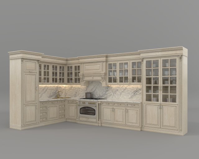 European Style Kitchen 9 3Dモデル .c4d .max .obj .3ds .fbx .stl .blend 