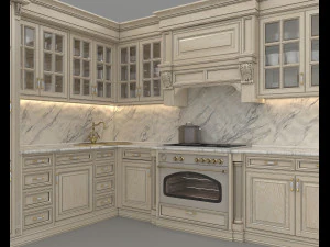 European Style Kitchen 9 3D Model