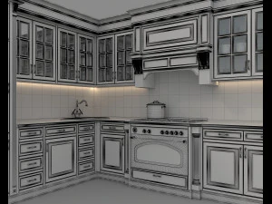 European Style Kitchen 9 3D Model