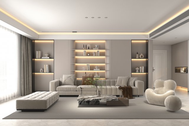 Modern Living Room Scene 9 Model 3D .c4d .max .obj .3ds .fbx .stl .blend 