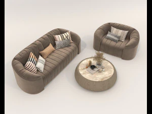 Modern Sofa and Coffee Table 6 3D Model