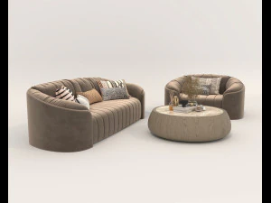 Modern Sofa and Coffee Table 6 3D Model