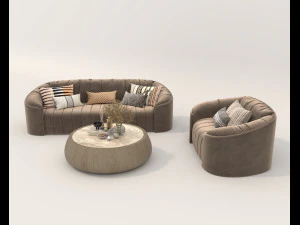 Modern Sofa and Coffee Table 6 3D Model