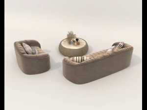 Modern Sofa and Coffee Table 6 3D Model