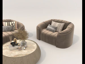 Modern Sofa and Coffee Table 6 3D Model
