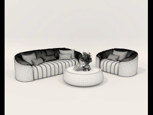 Modern Sofa and Coffee Table 6 3D Model