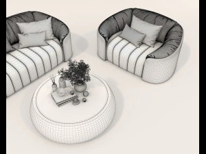 Modern Sofa and Coffee Table 6 3D Model
