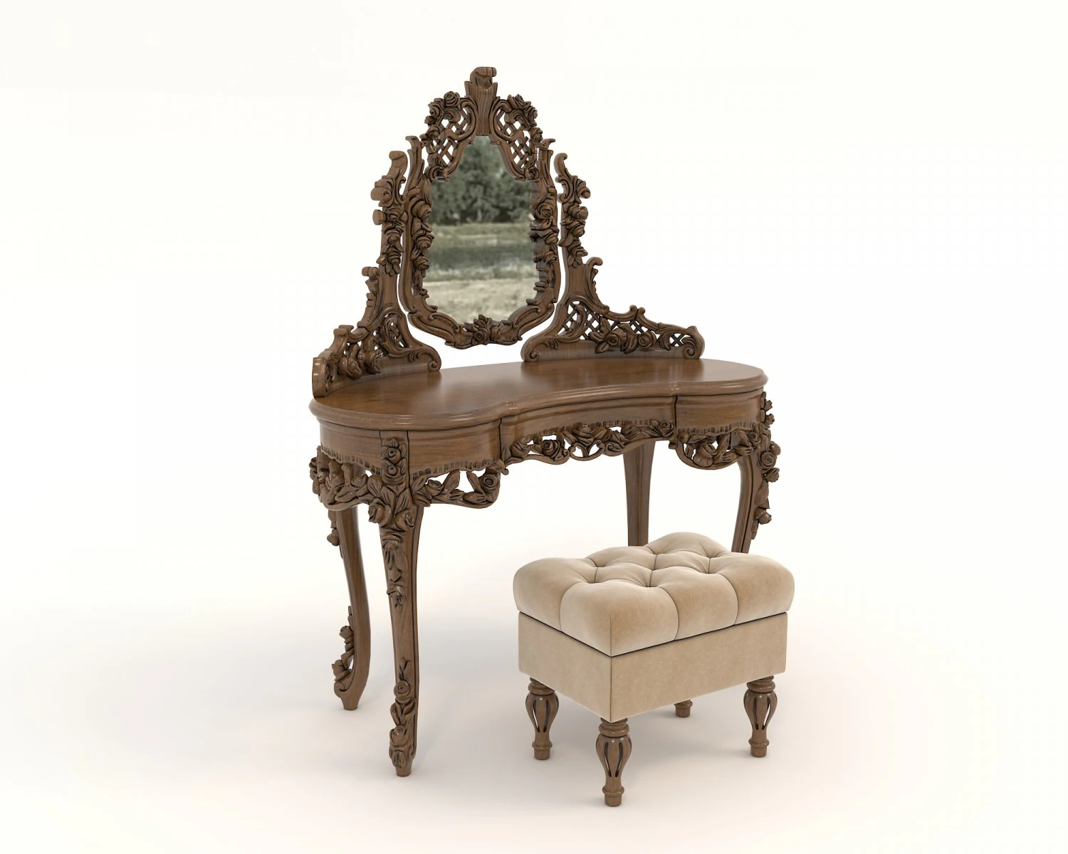 Classic Style Dressing Table 9 3D Model .c4d .max .obj .3ds .fbx .stl .blend