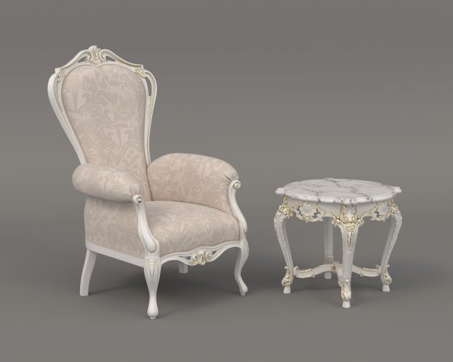 Classic Coffee Table and Armchairs 19 3D 모델 .c4d .max .obj .3ds .fbx .stl .blend 